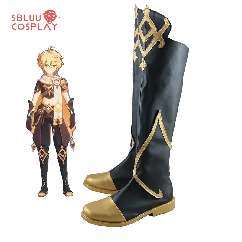 Genshin Impact Traveler Aether Cosplay Shoes Kong Custom Made Boots