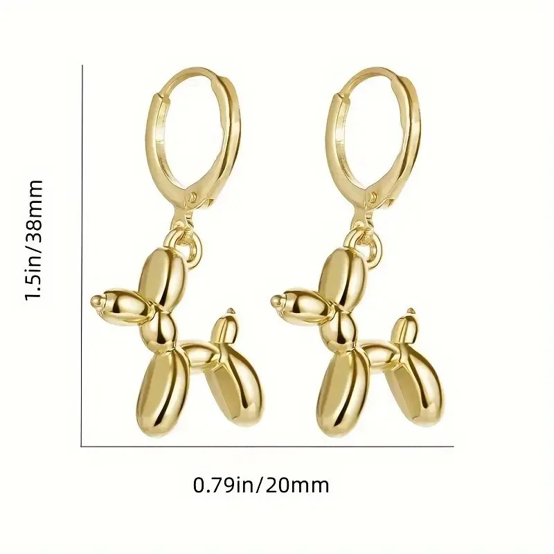 Creative Mini Balloon Dog Pendant Hoop Earrings for Women Korean Fashion Lovely Cartoon Dog Funny Earring Egirls Jewelry Gift view 6