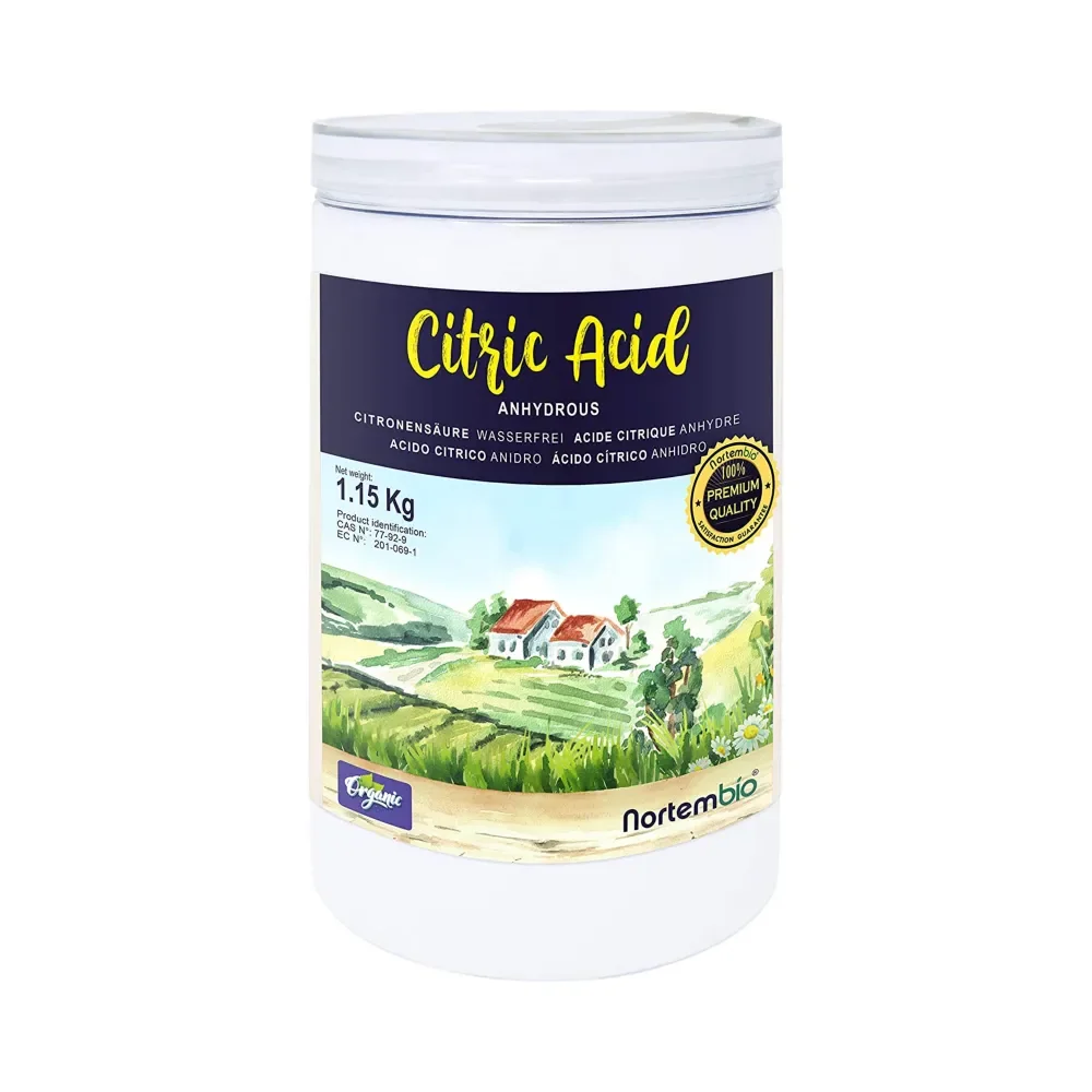 NORTEMBIO Ácido Cítrico 100% Puro 1.15Kg | Quitamanchas, Desodorizador y Blanqueante | Multiusos para Limpieza | E-Book Incluido | Sin aditivo