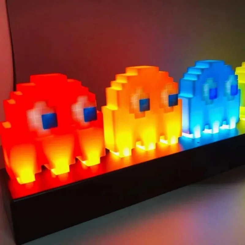 Game Super Marios Bros Cute 3D Night Lights Colorful Pac Man Figure Pixel Led Question Mark Light  Atmosphere Lamp Birthday Gift