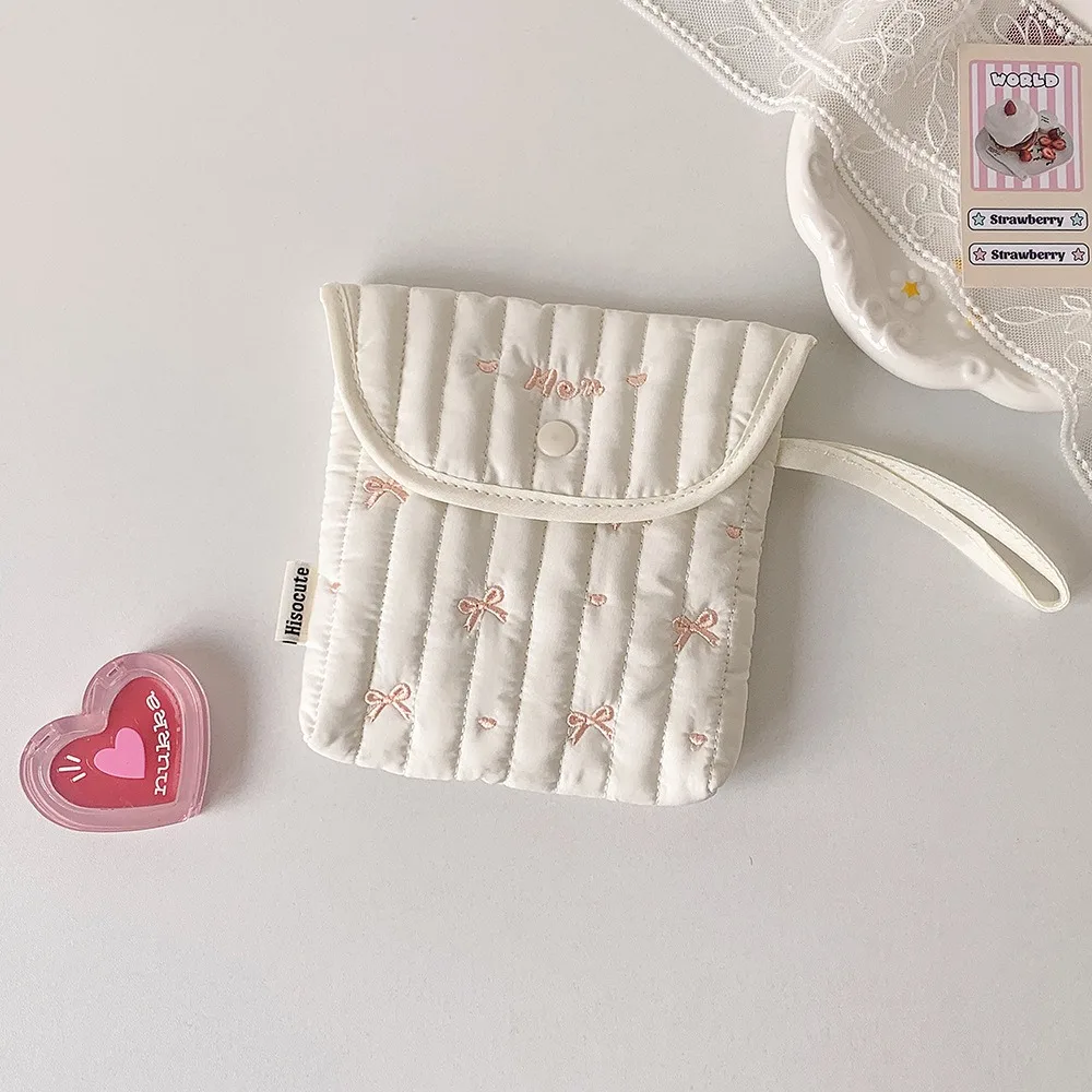 

Large Capacity Embroidery Cherry Cosmetic Bag Menstruation Towel Storage Cotton Cloth Sanitary Napkin Storage Bag Korean Style