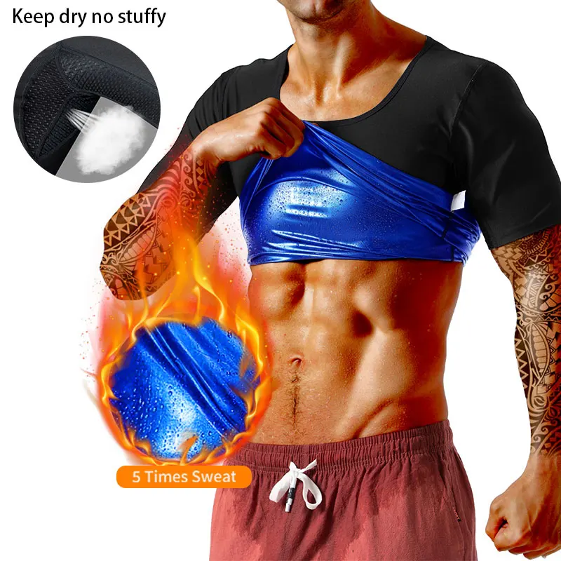 Men's Sauna Sweat Shirt Suit Slimming Vest Workout Waist Weight Loss Trainer Shaper With Underarm Breathable Mesh Sauna Vest