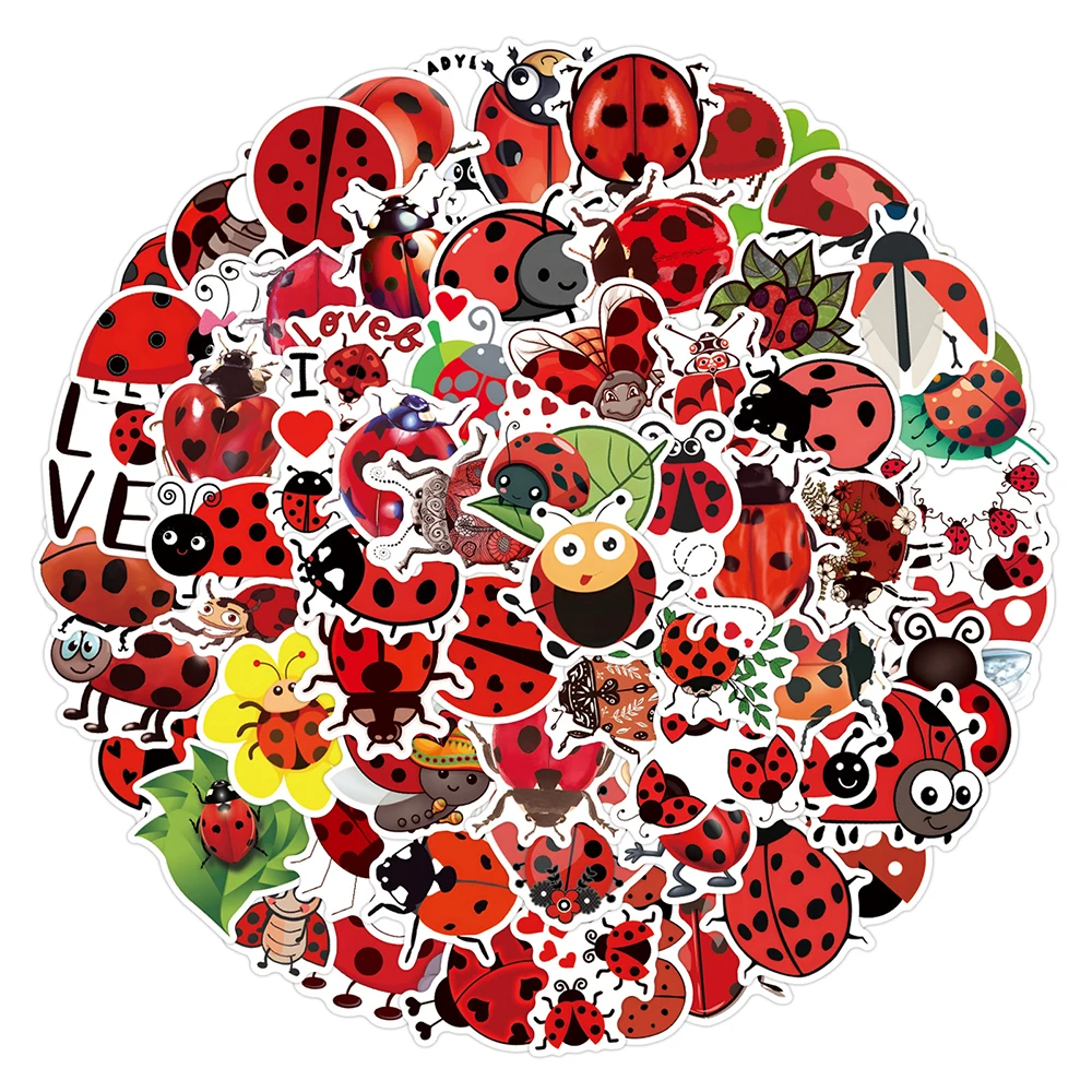 

10/30/55/110pcs Funny Ladybug Cartoon Stickers Cute Creative Insect Sticker for Kids Toy DIY Scrapbooking Suitcase Phone Decals