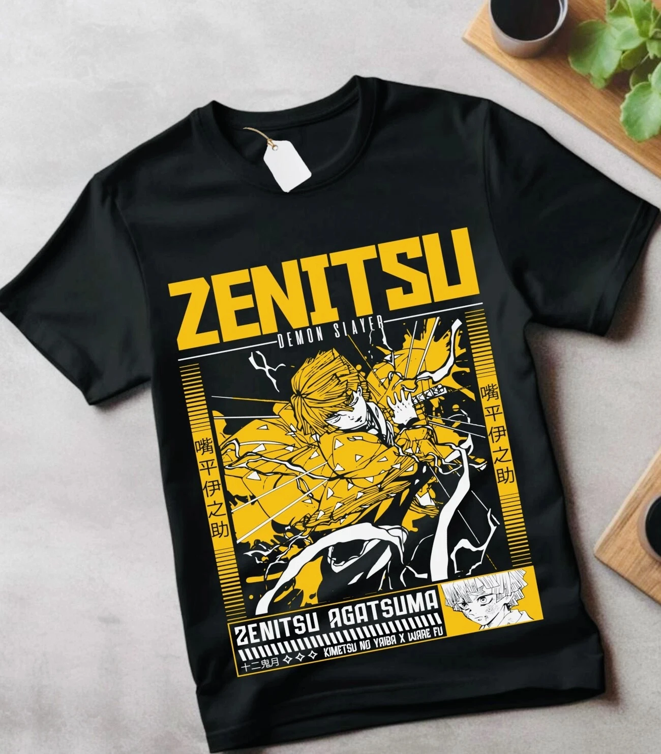 2026 Sommer Demon Slayer Anime Agatsuma Zenitsu Lockeres Kurzarm-T-Shirt aus Reiner Baumwolle für Kinder Trendiges Unisex Casual Y2k