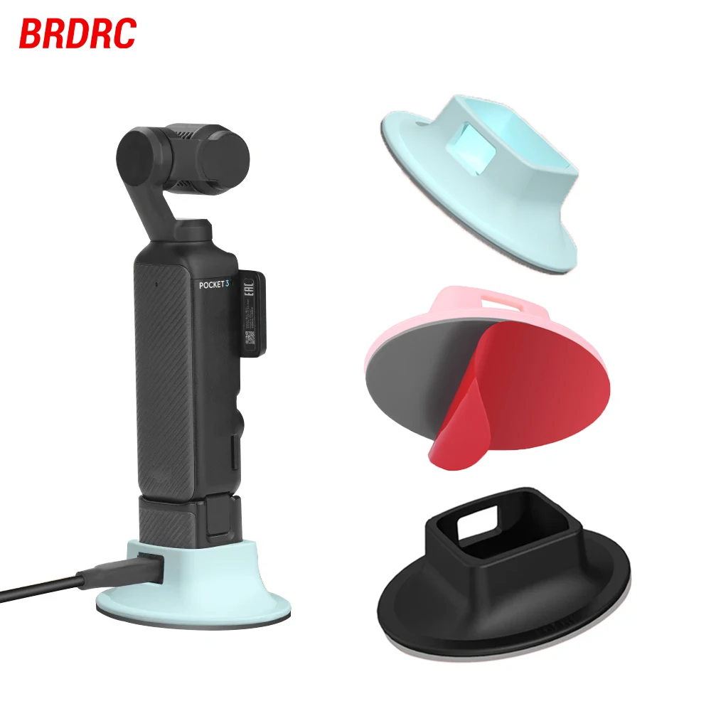 قاعدة سيارة من السيليكون BRDRC لـ DJI Osmo Pocket 3، حامل لاصق سفلي، حامل ثابت، ملحقات الكاميرا الملونة