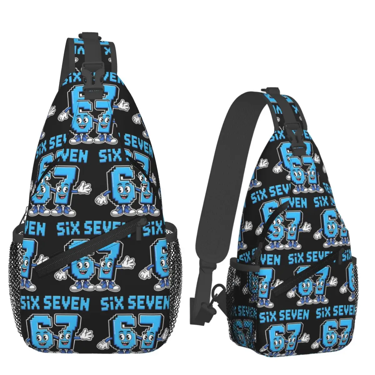 Colorful Number 67 Print Chest Bag Men Sling Crossbody Backpack Chest Bag Travel Hiking Daypack Shoulder Bag