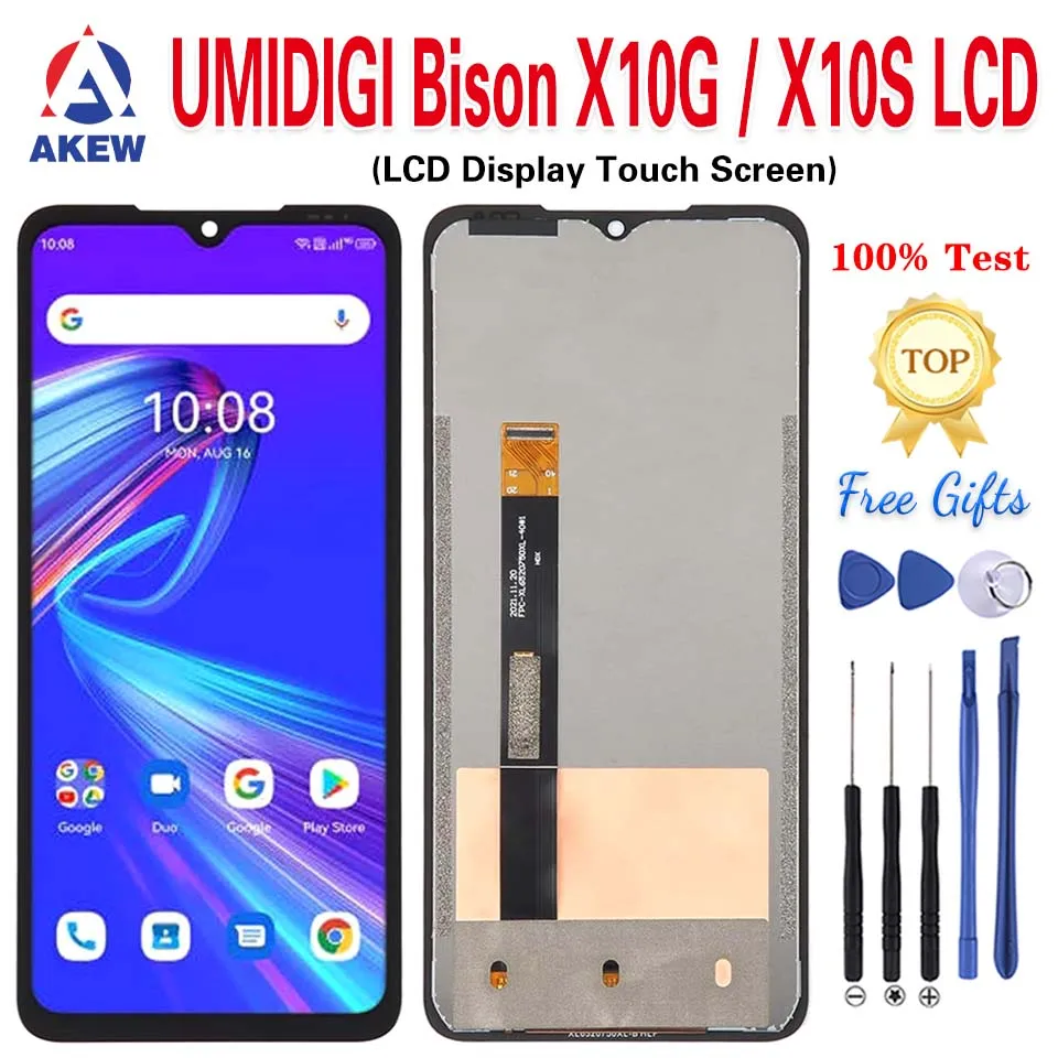 AKEW Original For Umidigi Bison X10G LCD Display 100% Tested UMIDIGI Bison X10S Touch Sceen Digitizer Assembly Replacement Parts