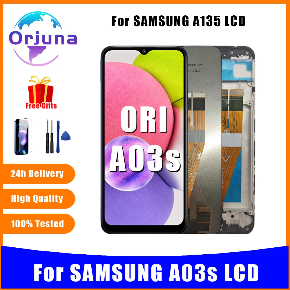 Original LCD For Samsung A03s Display Touch Screen Digitizer For Samsung A03S SM-A037 Display With Frame LCD