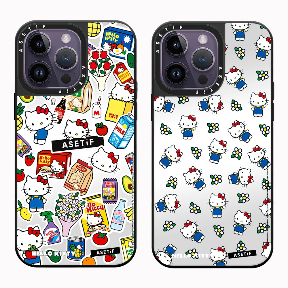 

Cartoon Hello Kitty Mirror Phone Case With MagSafe For iPhone 16 15 14 13 12 11 Pro Max Plus Anti-drop Shockproof Back Cover