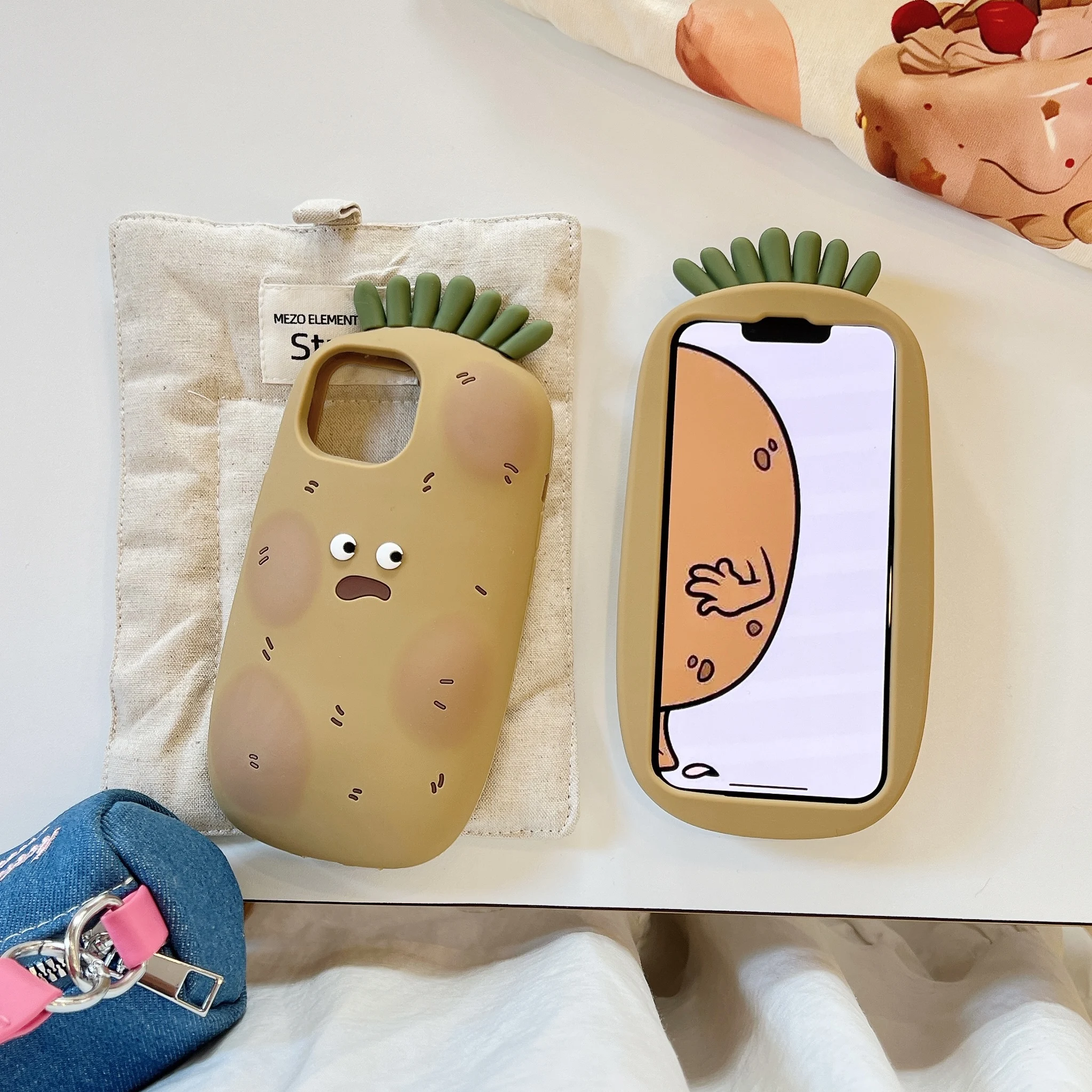 

3D Mr. Potato with Funny Face Cute Cartoon Soft Silicone Phone Case for iPhone 12 13 14 15 16ProMax Phone Back Cover Shell Skin