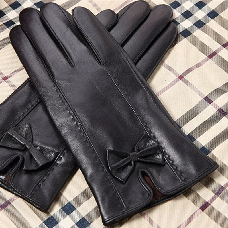 Trendy Women's Genuine Sheepskin Leather Gloves Touchscreen Compatible for Texting,Driving, Motorcycle Riding & Dress Occasions