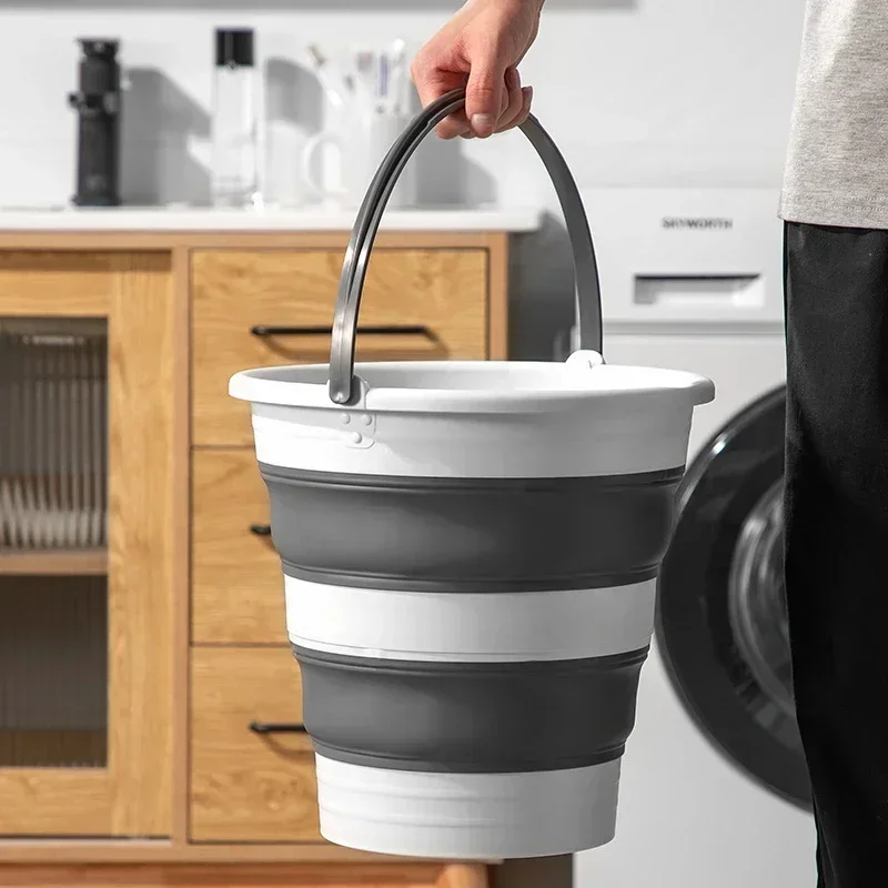 Portable Folding Bucket 5/10/15L Fishing Bucket Outdoor Foldable Basin Water Bucket Camping Space Saving Car Wash Buckets