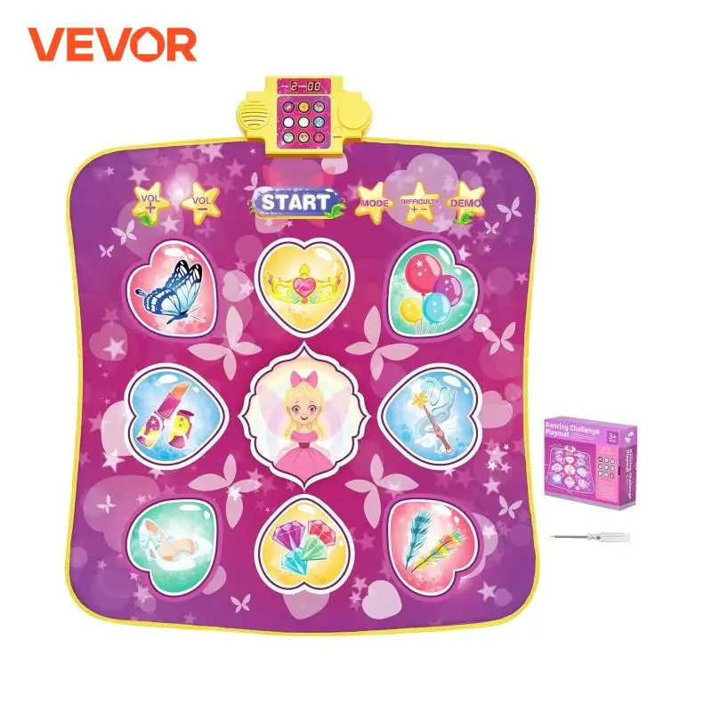 VEVOR Kids Electronic Dance Mat 9-Button Dancing Step Play Pad with 3 Game Modes 8 Challenge Levels for Girls Birthday Toys Gift