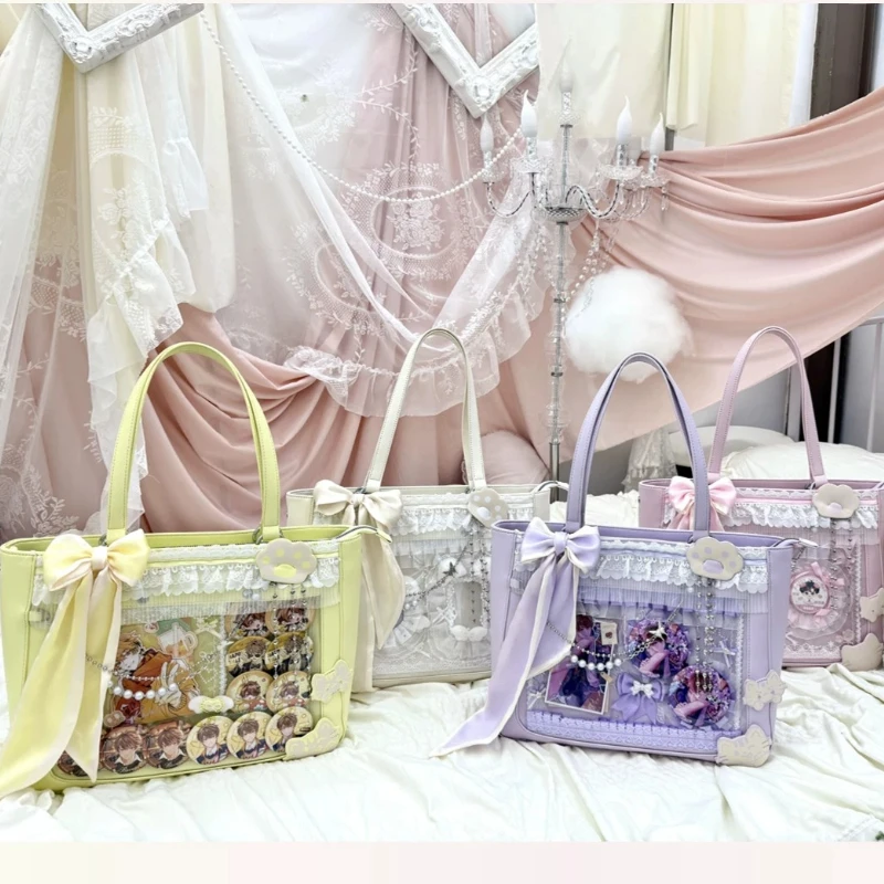 Original Design Shoulder Crossbody Lace Lta Bag Large Capacity Two-dimensional Comic Show Lolita Pu Leather Tote Bag for Women