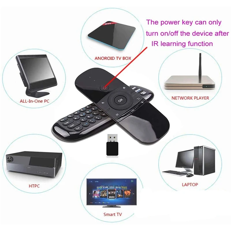 Air Remote W1 2.4G Air Mouse Wireless Keyboard Infrared Remote Learning 6-Axis Motion Sense Remote For Android TV BOX