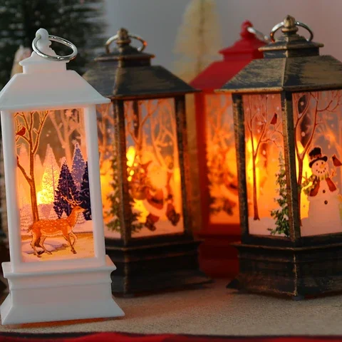 

2021 Navidad Santa Claus Snowman Lantern Light Merry Christmas Decor For Home Christmas Tree Ornament Xmas Gifts New Year 2022