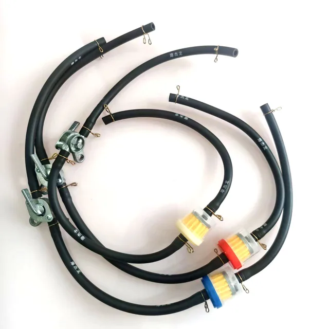 Zawór paliwa 6MM do motocykla, quada, skutera, z filtrem wewnętrznym, przewodem paliwowym, wężem, zaciskami, do silników 50-200CC