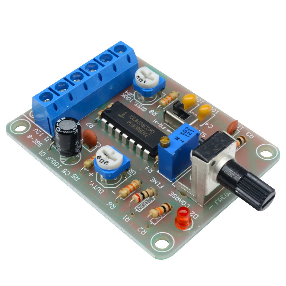 50-5khz icl8038 chip asic monolítico função módulo gerador de sinal entrada 12v dc kit diy triângulo quadrado senoidal