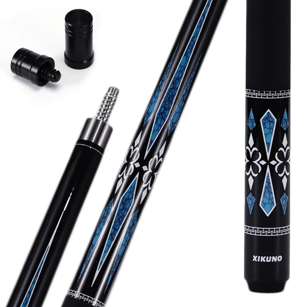 New Arrival 12.5MM Tip Carbon Glass Fiber Snooker Cue for Pool 1/2 Split Center Joint with Stainless Steel Joint Extender Set