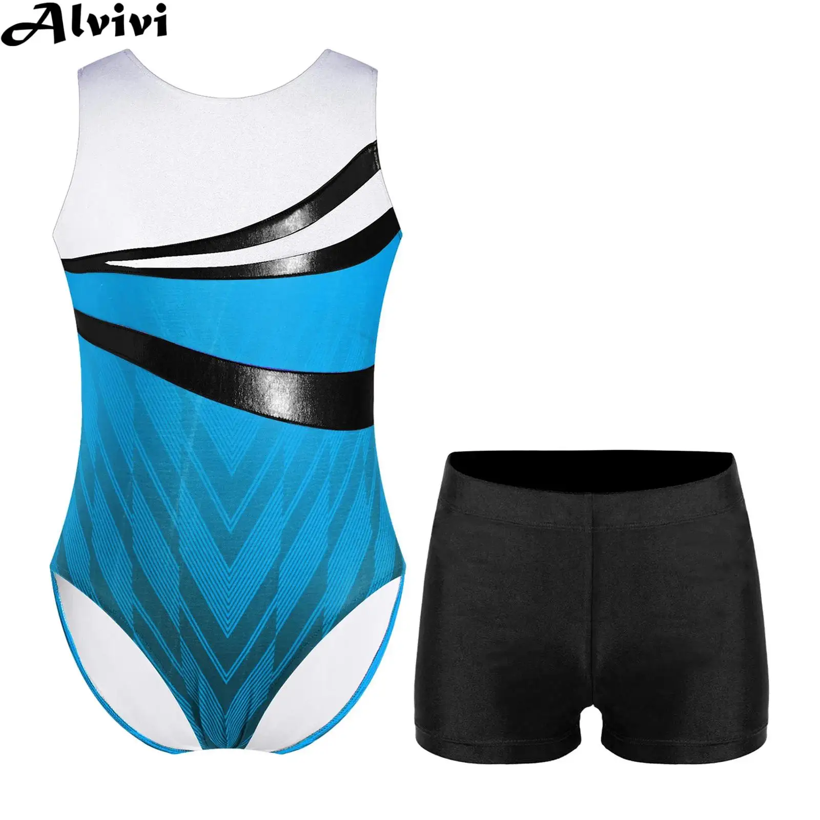 Kids Boys Ballet Dance Leotard Sleeveless Gymnastics Bodysuit with Shorts for Skating Acrobatics Yoga Sports Fitness Swimming