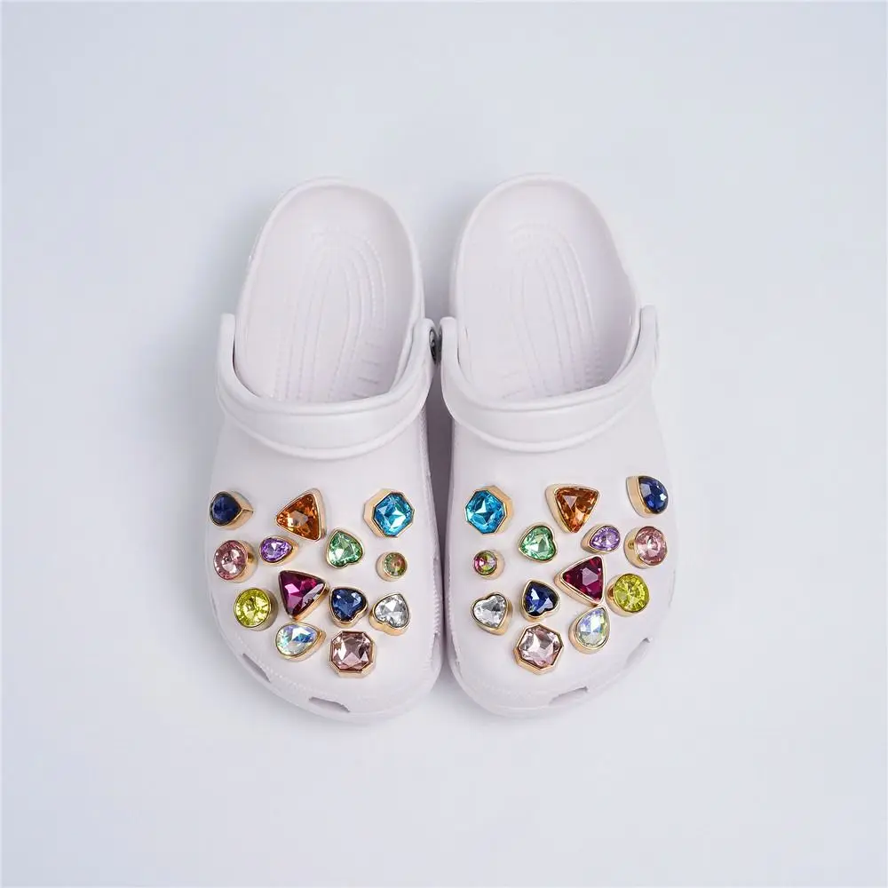 Rhinestone Bling Croc Charms Crystal Diamond Metal Chain Shoes Accesories DIY Buckle Pearl Shoes Flower Decorations