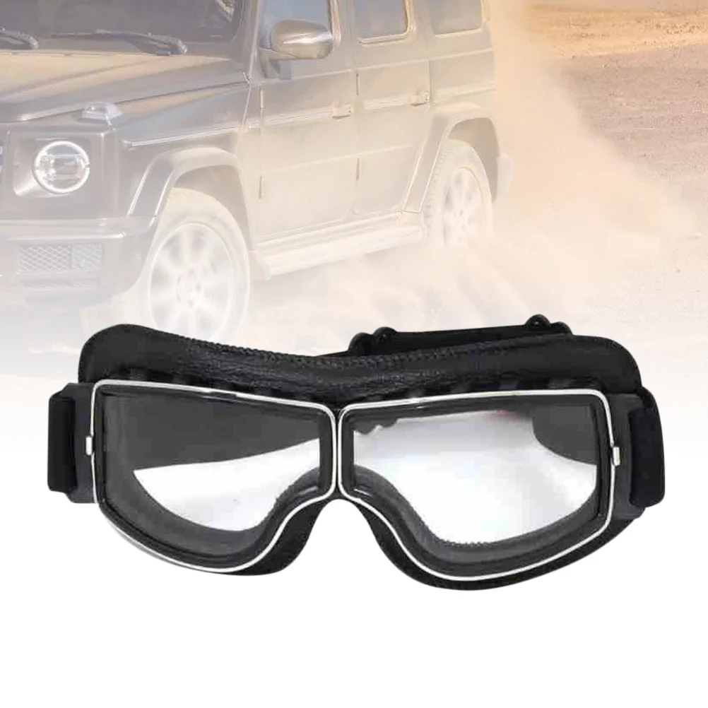 Riding Glasses Winter Goggles Ski Snowboard Motorcycle Sun Glasses Eyewear (Black Frame and Transparent Eyeglass)