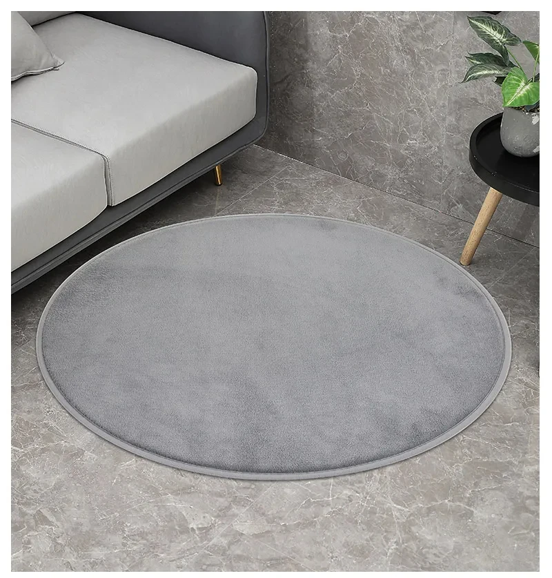 VIKAMA Einfarbiger runder Flanell-Teppich für Wohnzimmer, Couchtisch-Pad, Memory-Schaum-Fußpolster, Hängekorb-Pad, Heimdekoration