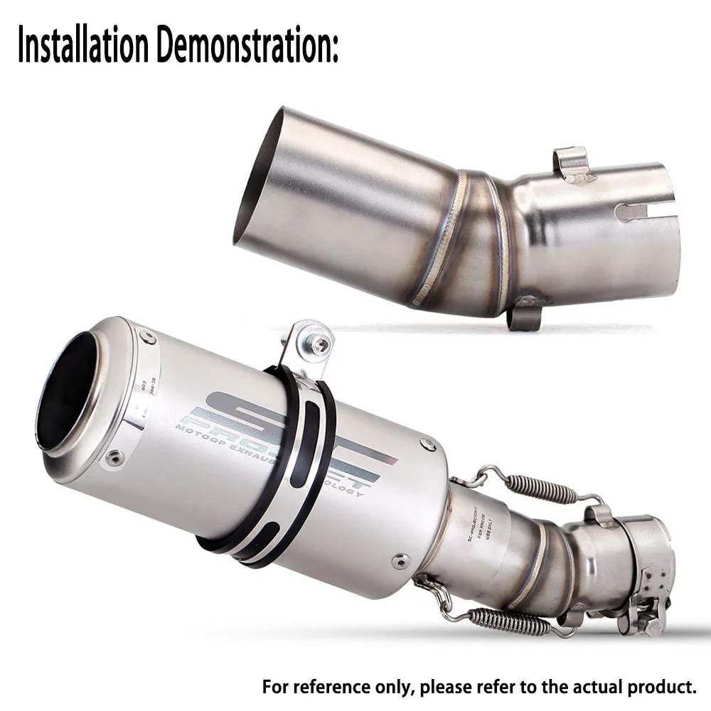 مجموعة ماسورة عادم الدراجة النارية المعدلة لـ CFMOTO 450SR SC Escape Moto عادم من الفولاذ المقاوم للصدأ تعديل المقطع الأوسط 2022-2023 #5