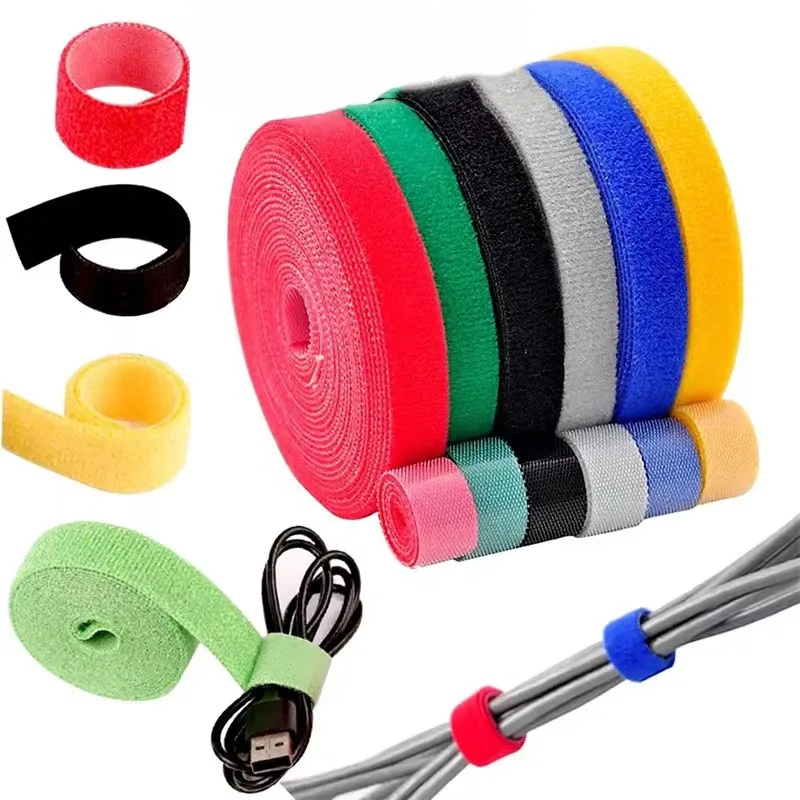 1/2roll Reusable Cable Organizer Management Wire Winder Tape Earphone Mouse Cord Protector Ties For Home Office Organization
