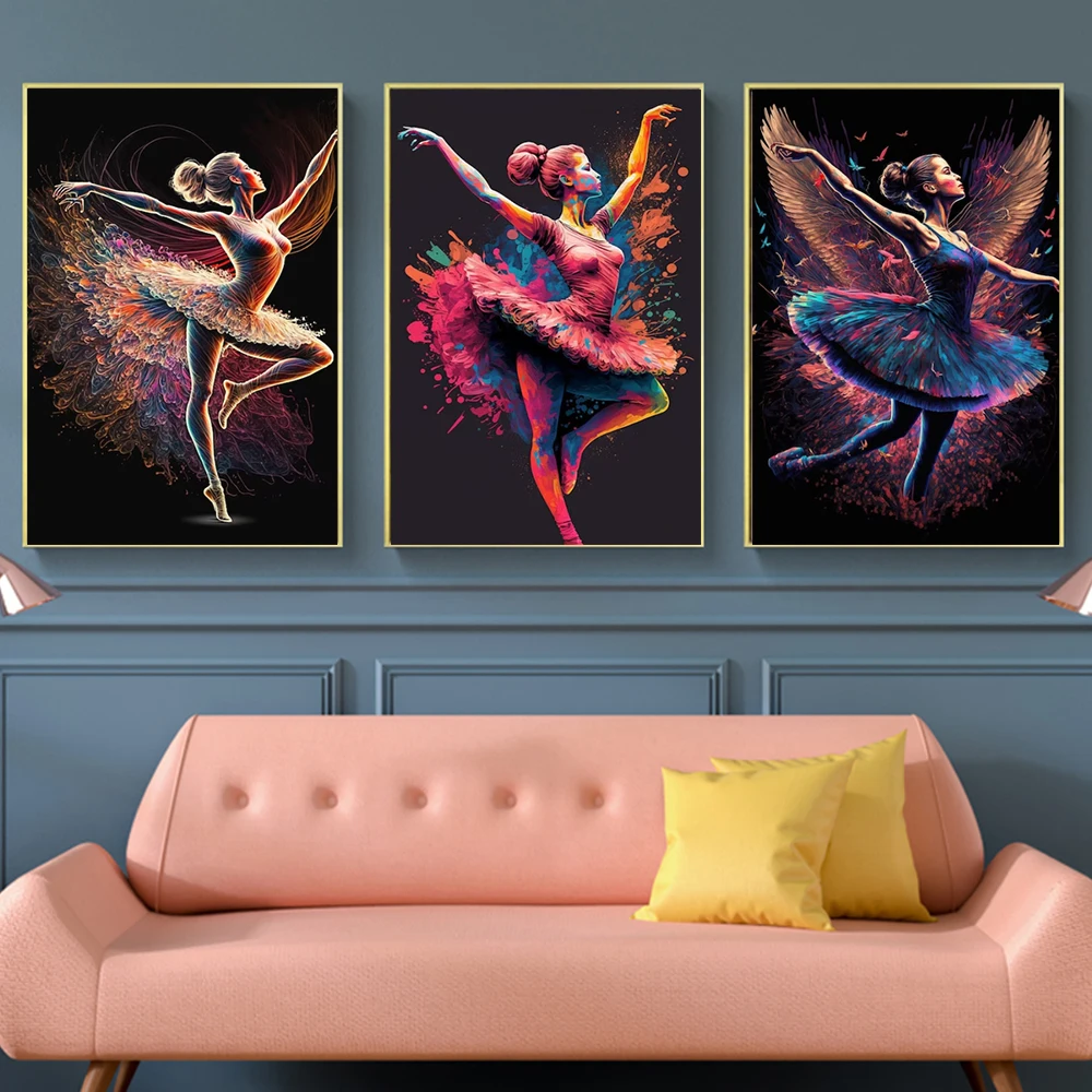 

Colorful Graffiti Ballerina Posters Painting Fashionable Female Dancer Wall Art Canvas Print Modern Living Room Home Decoration