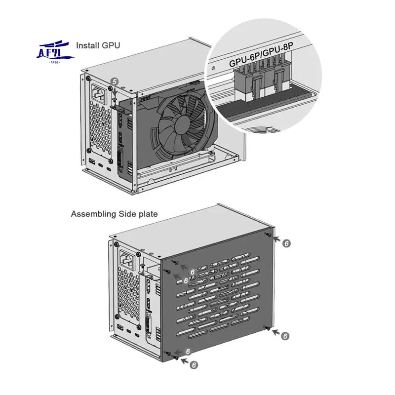 

Чехол AF91-SFX для TH3P4G3, совместимая с Thunderbolt-док-станция для графического процессора для ноутбука, ноутбука и графической карты для блока питания SFX Flex (1U)
