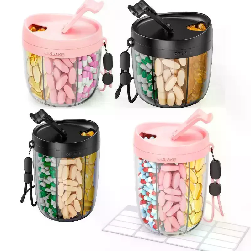 1Pcs Medicine Organizer Portable Daily 6-Compartment Vitamin Supplement Pill Storage Box For Unisex Home And Travel Use Tidy