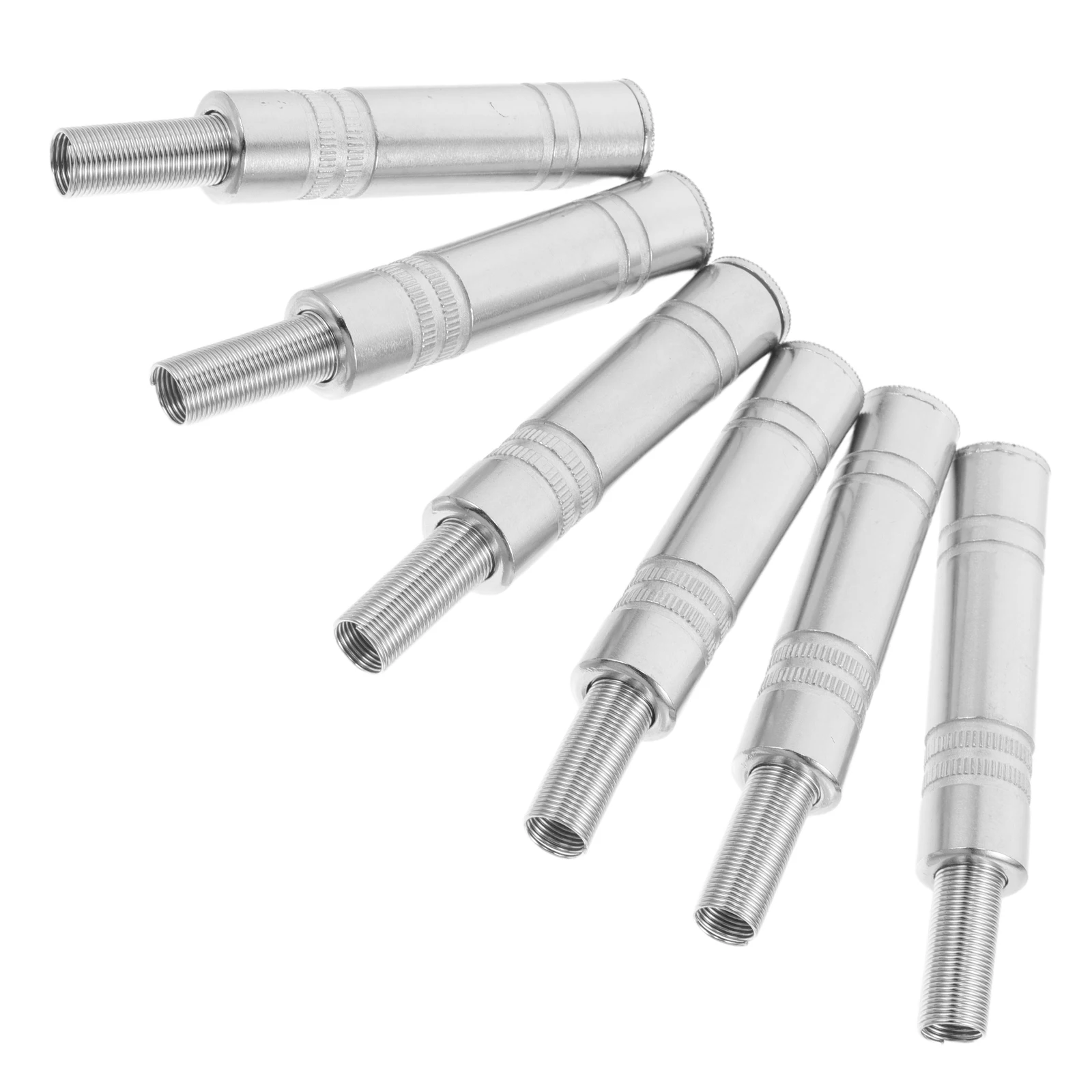 

6 Pcs Audio Cable Adapter Stereo Connector Jack Head Speaker Silver Joiner Coupler
