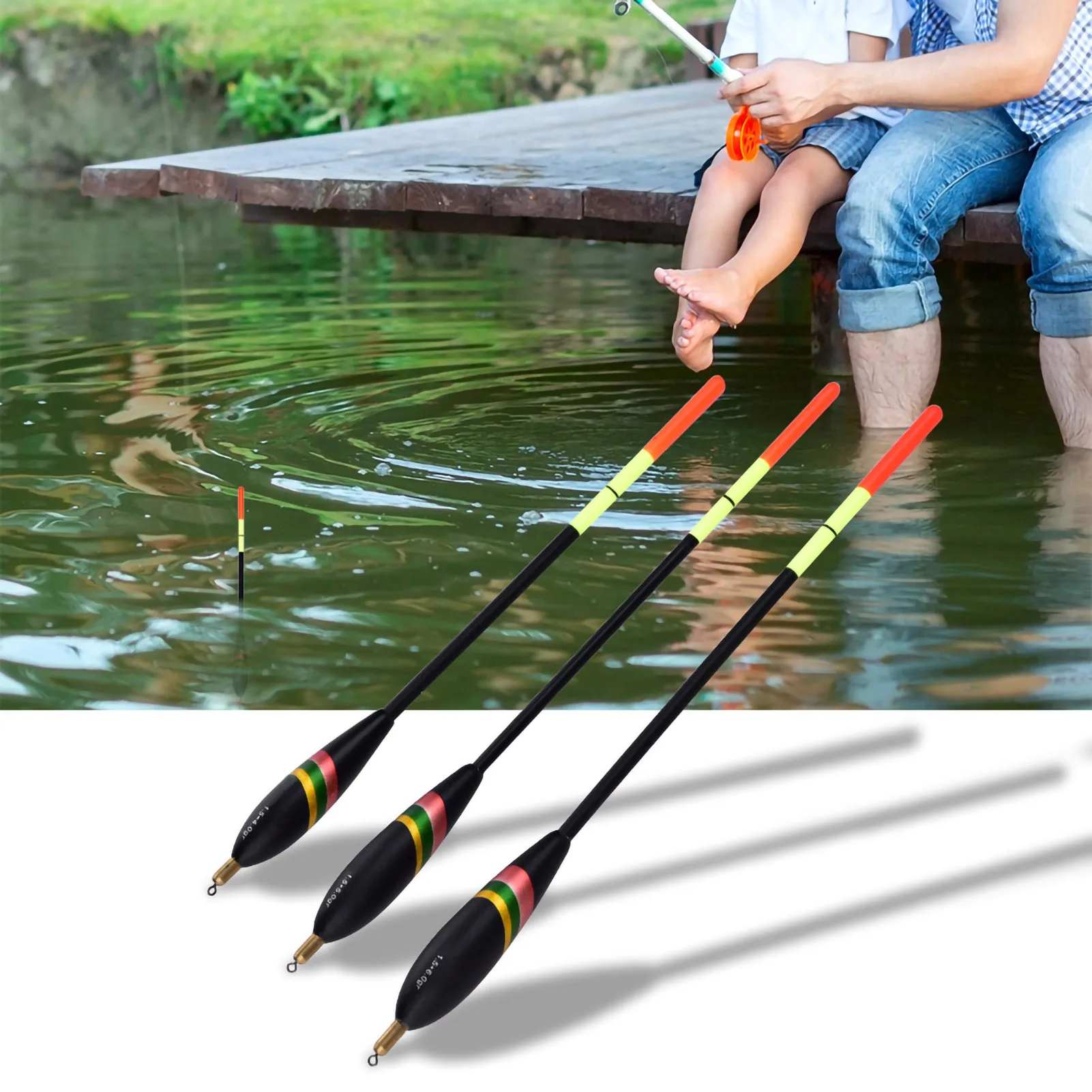 1,5 + 6g 1,5 + 5g 1,5 + 4g Holz Angeln Schwimmt Set Bobbers Tackle Zubehör Angeln Bobber angeln Zubehör – Detail 4