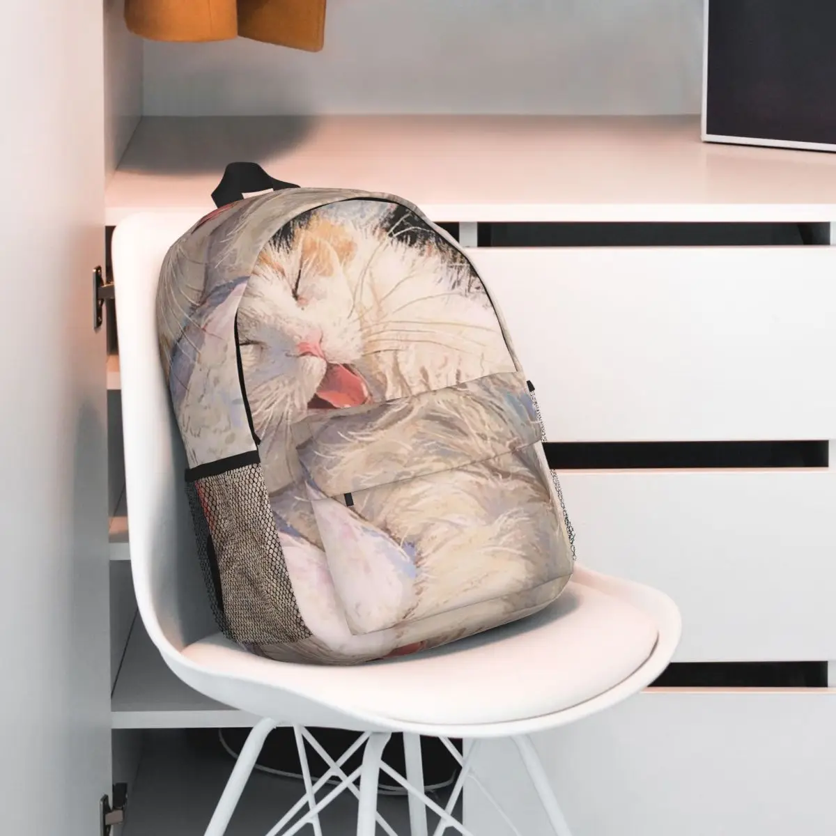 Cat Sleeping In Bed Realistic Art Backpack Student BookBag Kids School Bag Computer Shoulder Bags for Men Women
