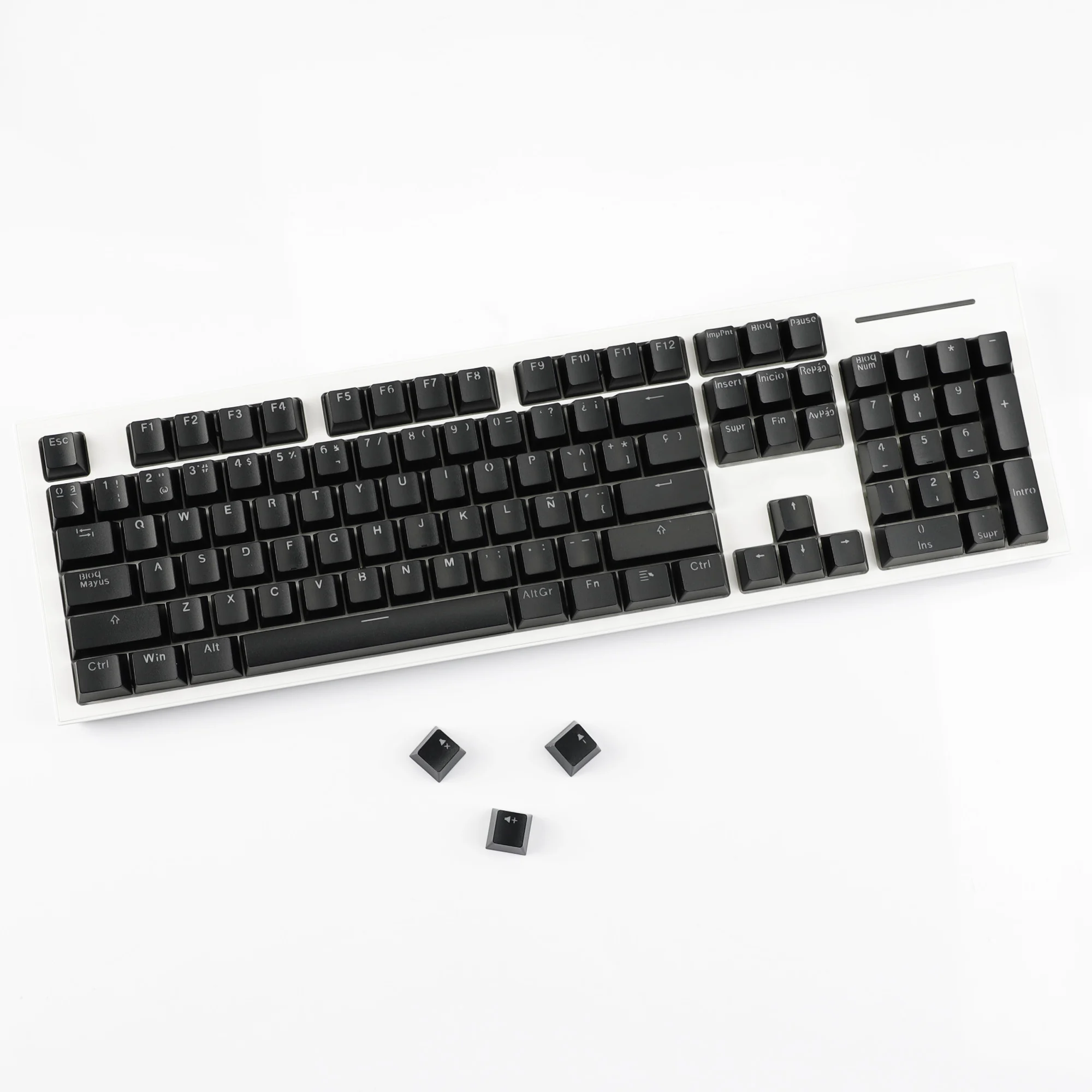 132 Keys Spain Backlit OEM Profile Black White Minimalist Double Shot Keycaps for 68/75/87/98/104/108 MX Mechanical Keyboard view 2