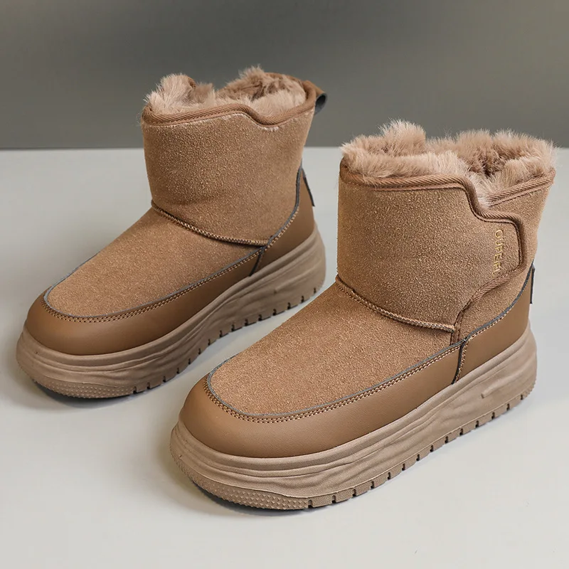 

Thick-Soled Snow Boots for Women 2025 Winter New Velvet Thickened Warm Cotton Shoes Thick-Soled Heightening Women's Short Boots