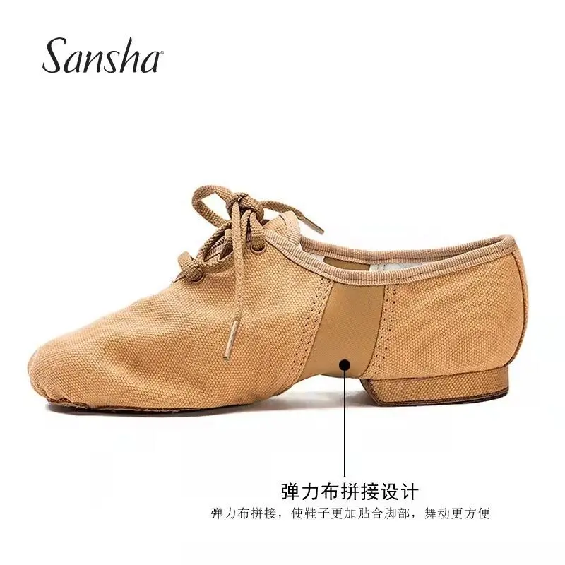 French Sansha dance shoes jazz soft shoes adult canvas lace up low cut ethnic dance practice shoes jazz dance shoes