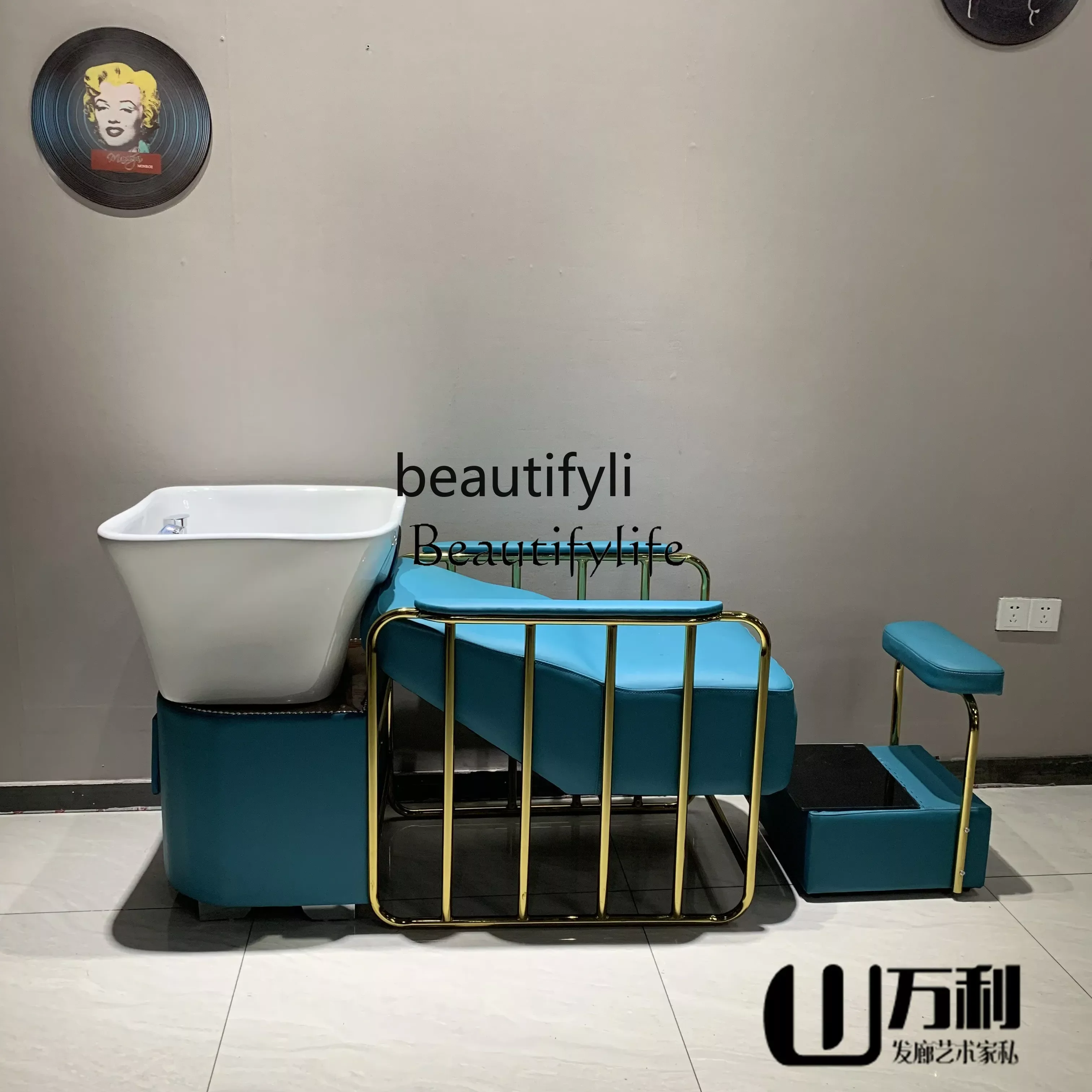 High-End Barber Shop Shampoo Chair Hair Salon Special Simple Flushing Bed for Adults Shampoo Chair