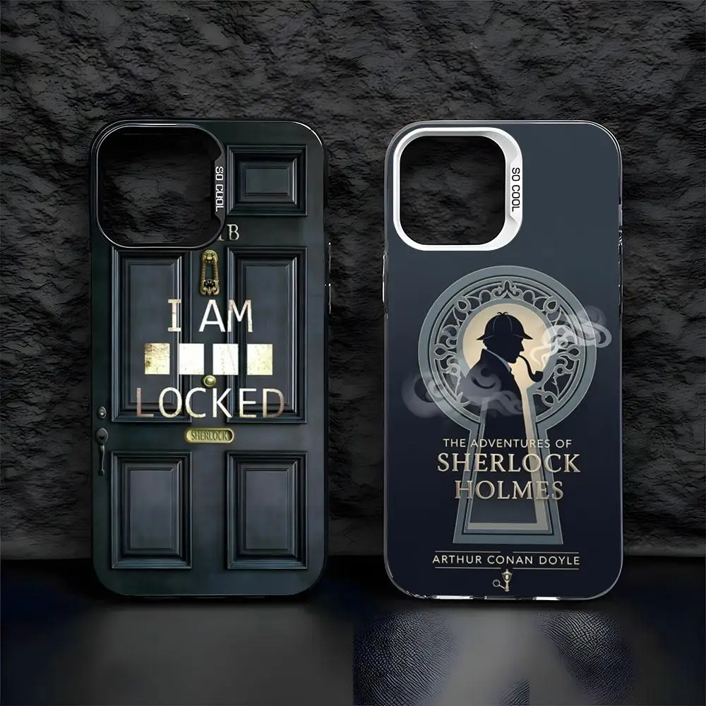 Funda para Teléfono 221b S-Sherlock-Holmeses para iPhone 17 Air 16 15 14 Plus 13 12 11 Pro 7 8 XS Max XR, Plateada y Negra, Tipo Bumper