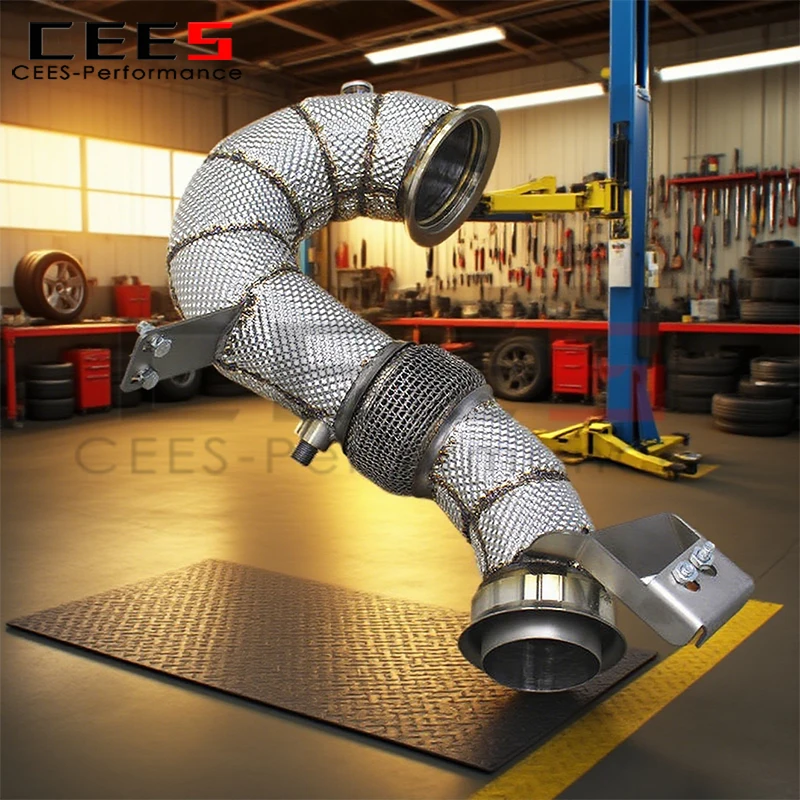 

Cees No Cat Downpipe для Mercedes-Benz AMG GT43 3.0T (2019-2023) Теплозащитный экран выхлопной трубы Free Flow Down Pipe Fit Stock SS304 Выхлоп