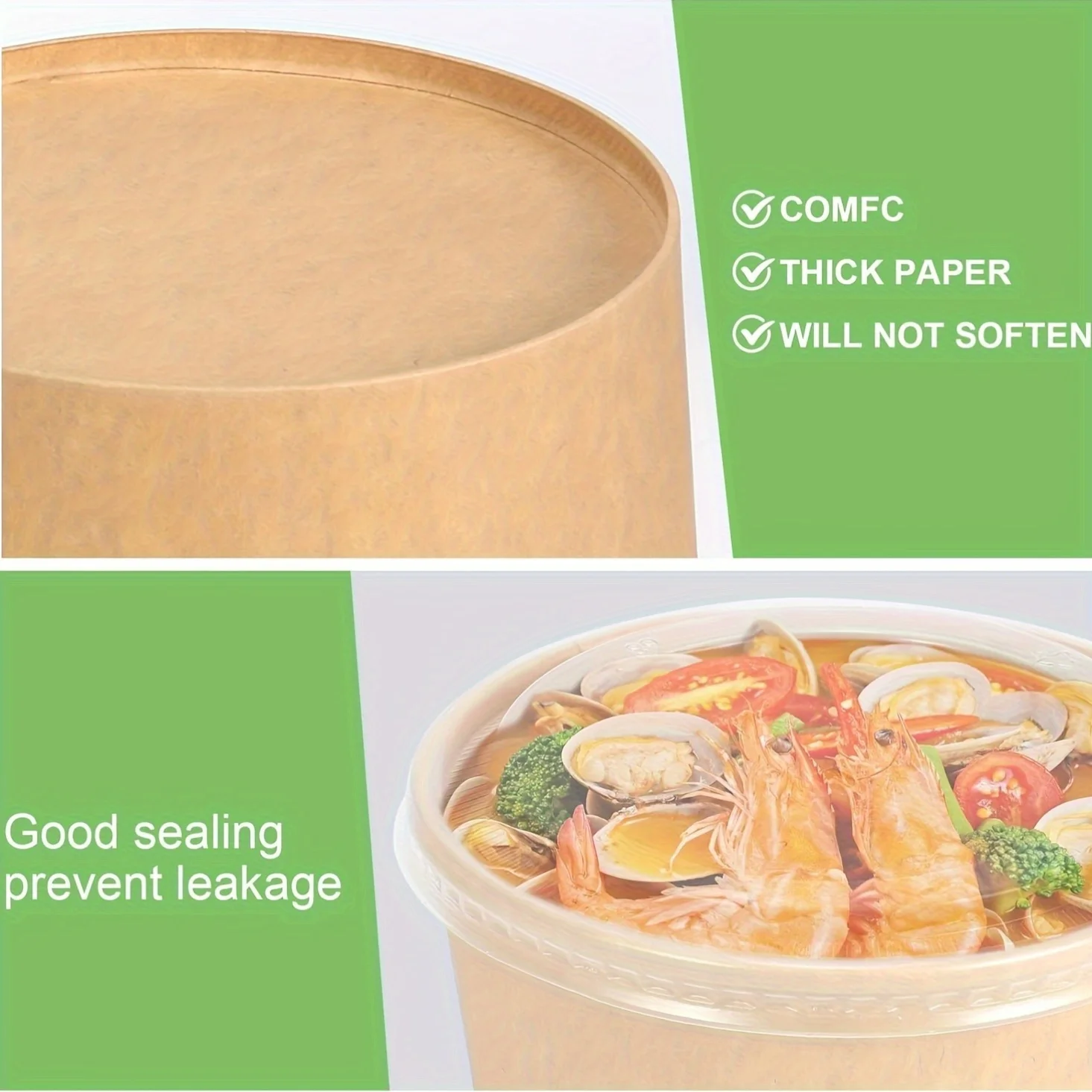 25Oz/750Ml 25/50 Pack Paper Bowls with Lids, Disposable Soup Bowls, Food Containers Lunch Box, Salad Bowls, Meal Prep Bowls view 5