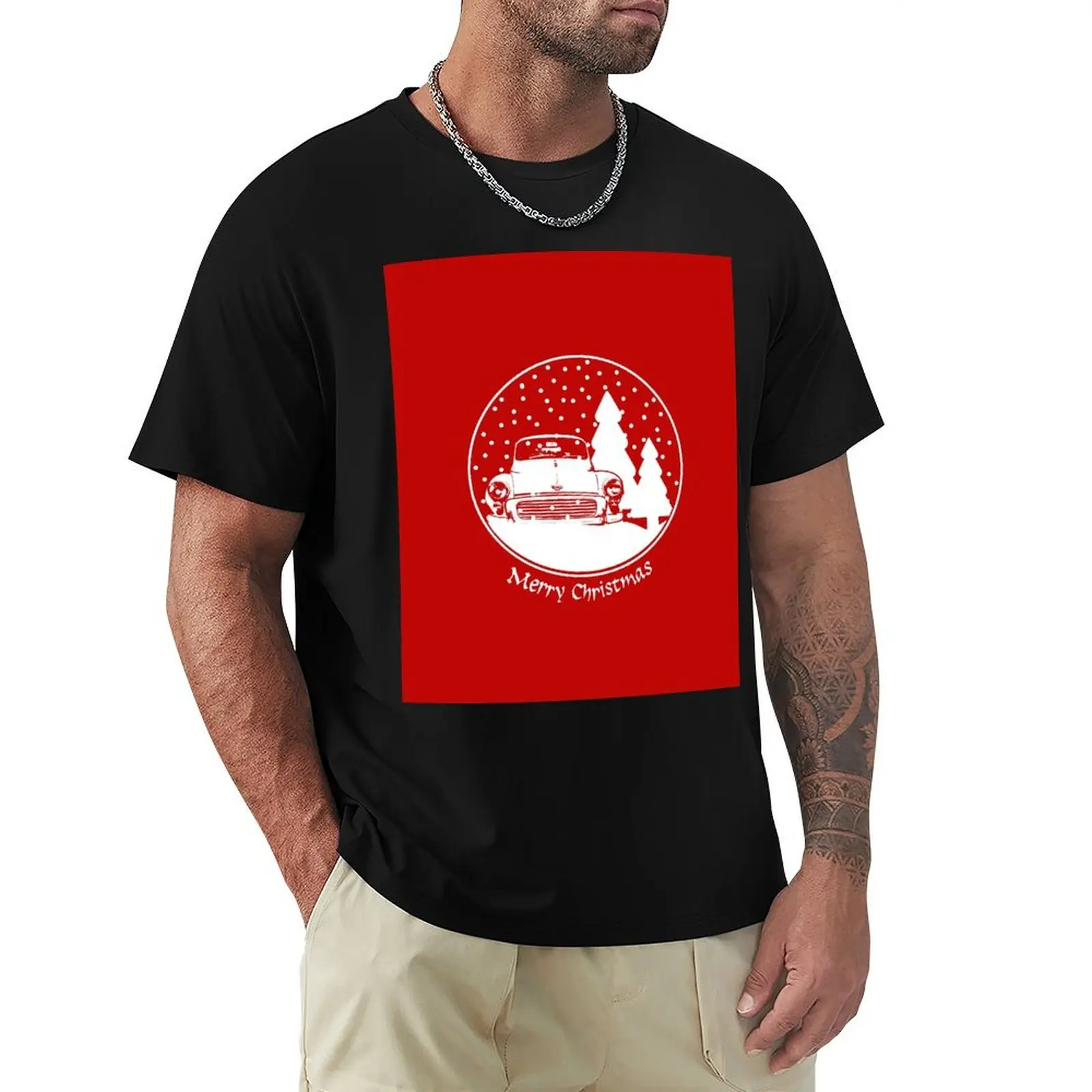Morris Minor vintage British classic car Christmas snow globe T-Shirt Gym Exercise Short Sleeve T-Shirt