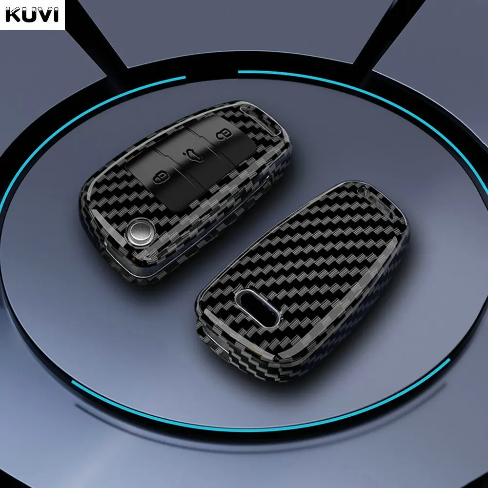 ABS Carbon Fiber Style Car Key Case Cover For Audi A1 A3 A4 8P 8L 8V A5 B6 B7 A6 A7 C5 C6 Q3 Q5 Q7 4F S3 S4 S6 RS3 TT Shell Fob