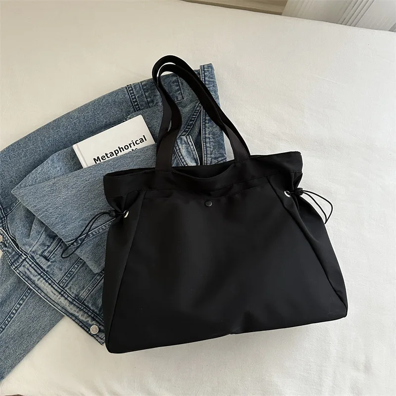 Canvas-Nylon-Tragetasche mit Kordelzug, große Kapazität, Handtasche, Alltagstasche, lässige Handtaschen, Umhängetaschen für Frauen, Arbeit, Pendeln – Detail 8