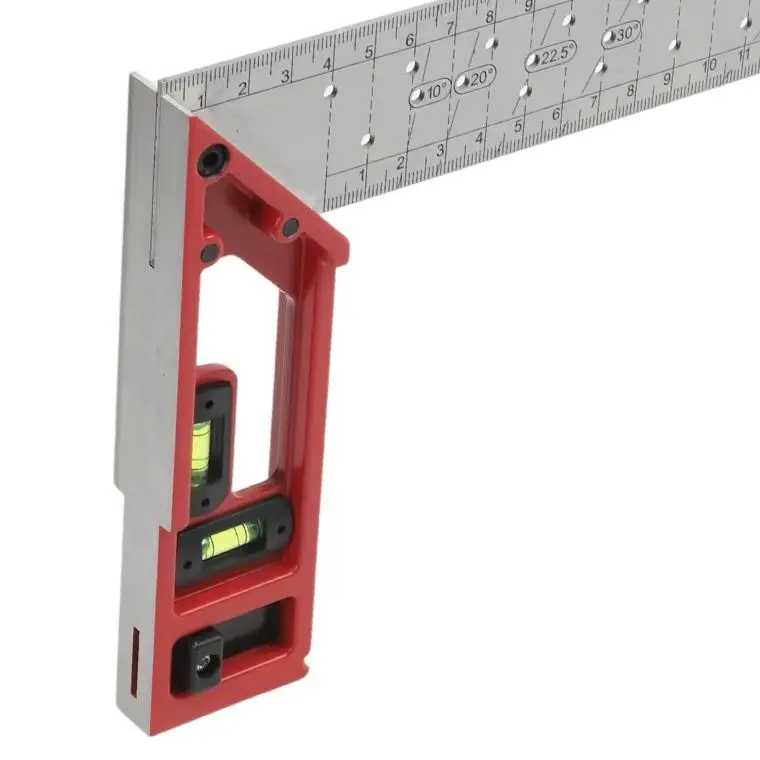 250mm 300mm 400mm Stainless Steel Right Angle Ruler For Woodworking Marking Layout Measuring Tool With Dual Level