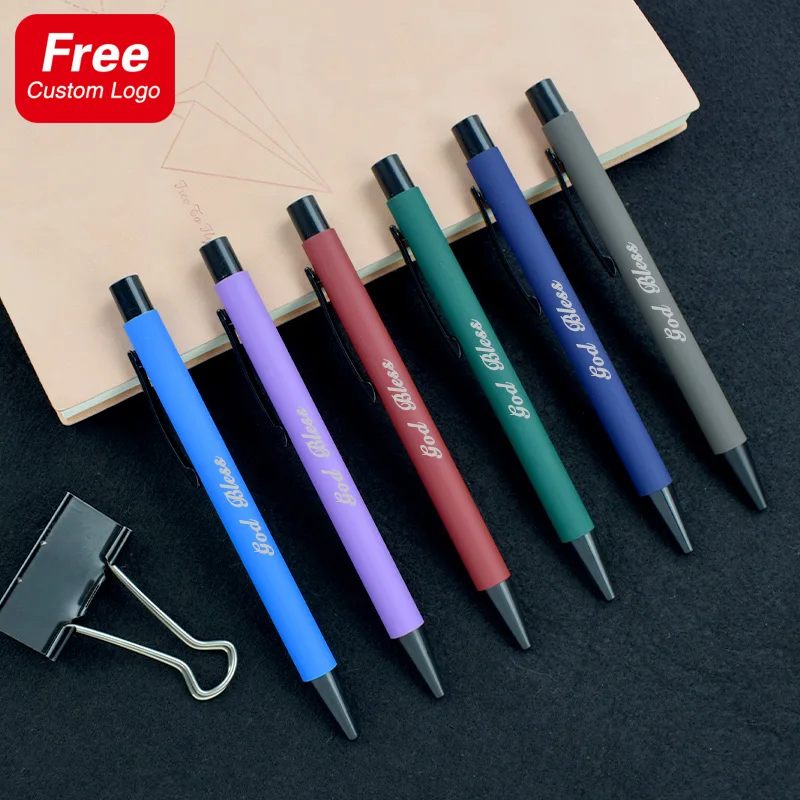 Press The Aluminum Rod Metal Spray Ballpoint Pen To Customize The Logo Business Advertising School Office Student Stationery