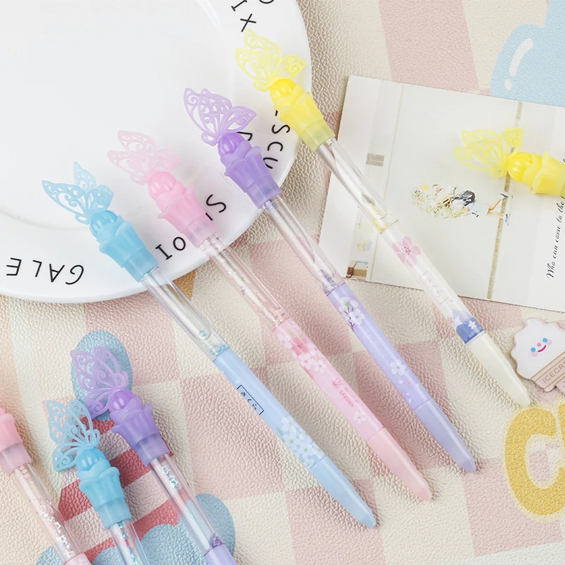 만화 절묘한 나비 반짝이 펜, 학생 문구, 귀여운 중립 펜, 사무용품, 창의적인 패션, 시험 펜 선물