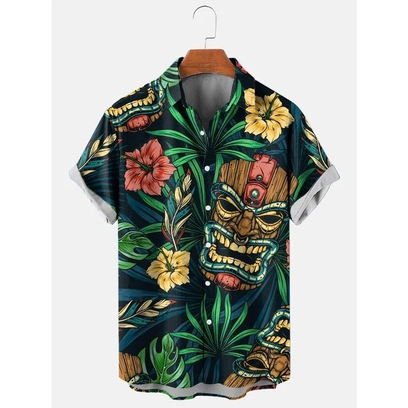 Summer Hawaiian Beach Shirts Tribal 3D Printed Streetwear Men Women Fashion Vintage Short Sleeve Shirt Tops Blouse Man Clothing