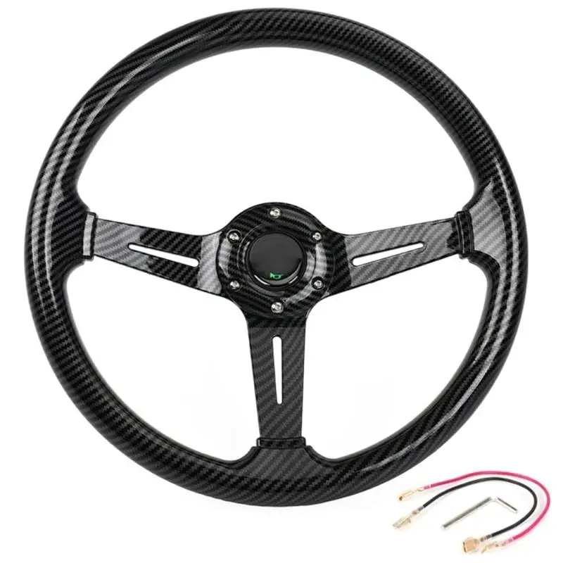 

14Inch Carbon Fiber Pattern Steering Wheel Aluminum ABS Coating For Enhancing Driving Control Vehicle Customization